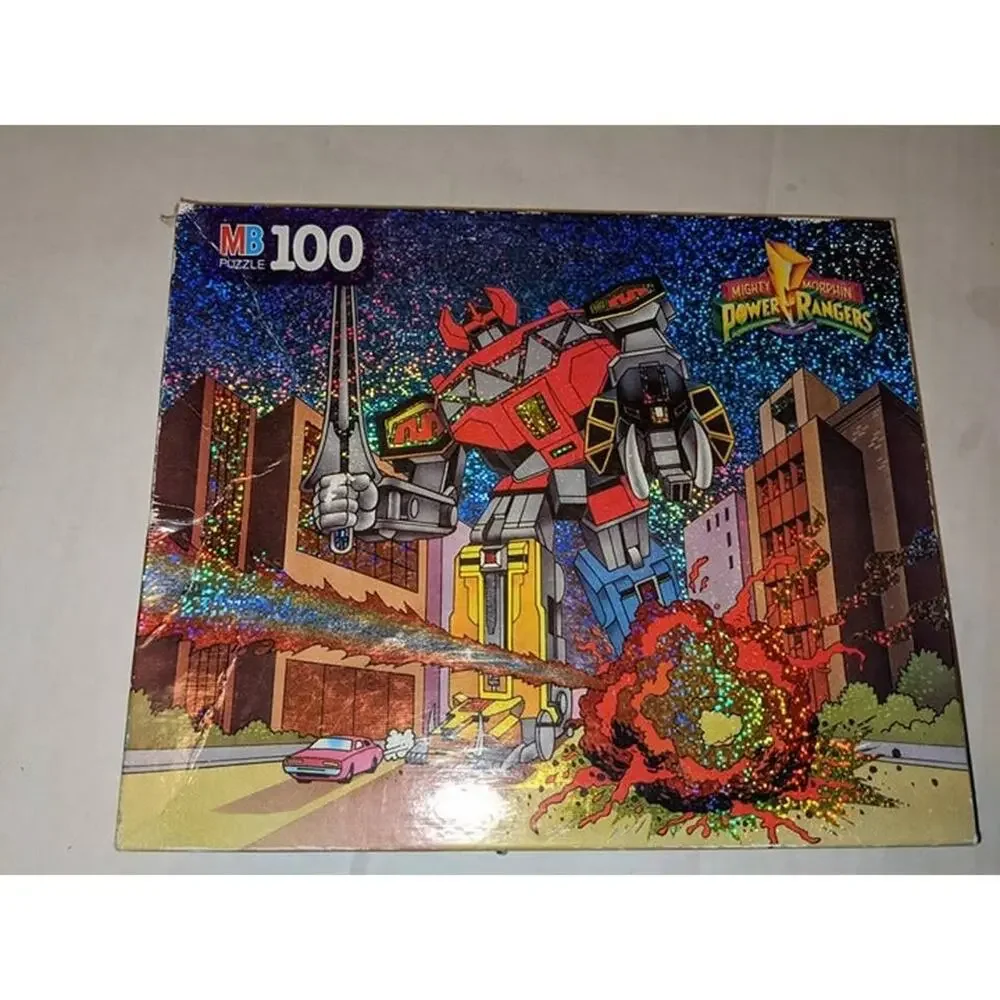 Vintage 1994 Mighty Morphin Power Rangers Megazord 100 Pc Holographic Puzzle MB